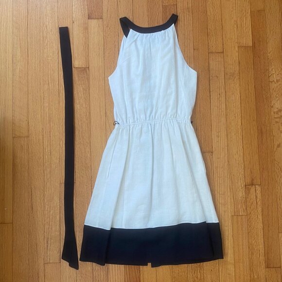 DKYNC White and Navy Blue Linen Button Down Dress - Picture 12 of 12